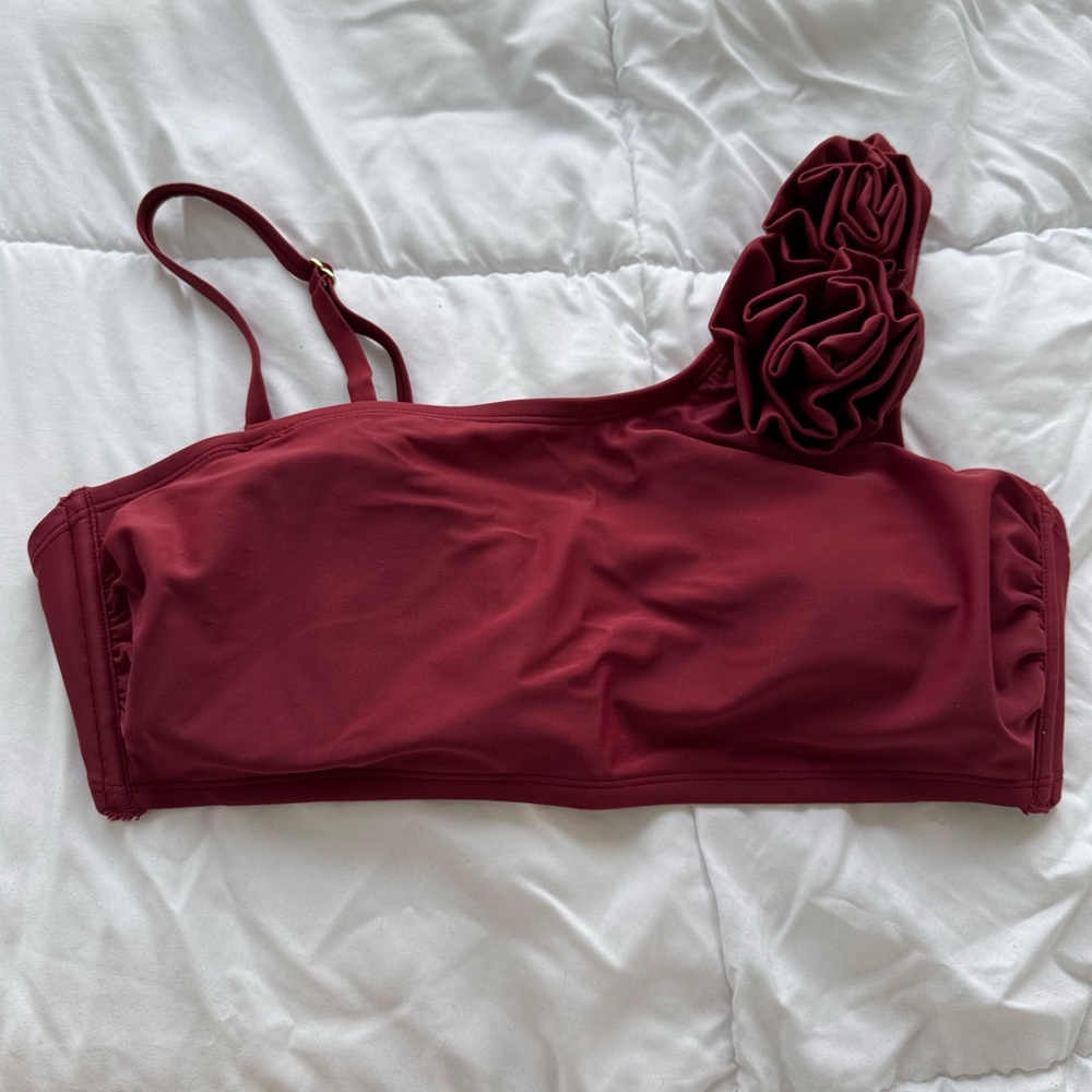Shade & Shore One Shoulder Floret Detail Swimsuit, High Waist XL Top & Bottom - Picture 2 of 5